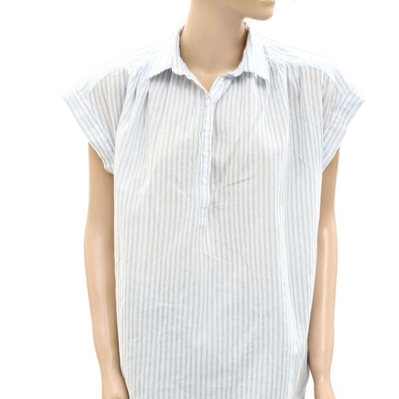 Nili Lotan Normandy Shirt Tunic Top Striped Printed Cotton Oversized XS 283742 - Picture 6 of 9